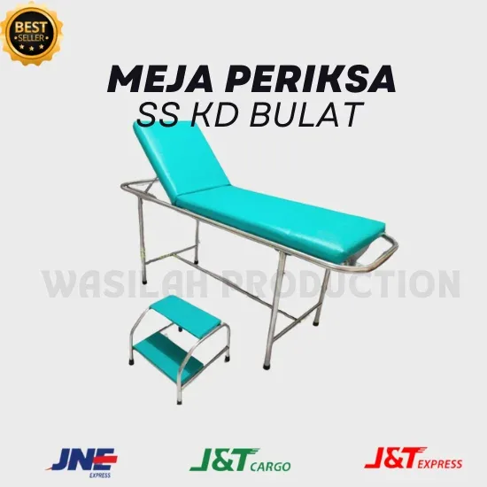 MEJA PERIKSA KNOCKDOWN BULAT STAINLESS